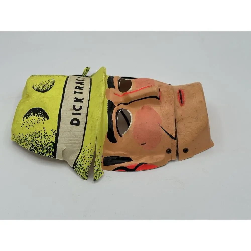 Vintage Ben Cooper Dick Tracy Moving Jaw Halloween Mask Vacuform Costume Rare